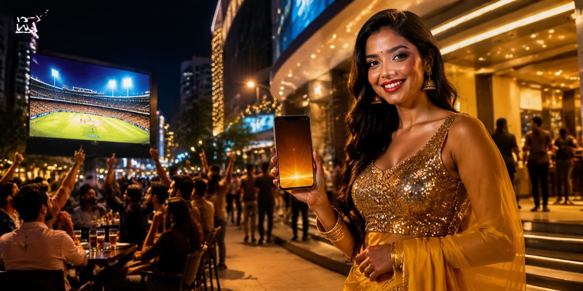 Excited players enjoying Aviator game on mobile in Bangalore night market