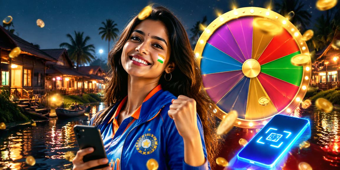 Cricket fans at a night market in Kerala celebrating lottery wins